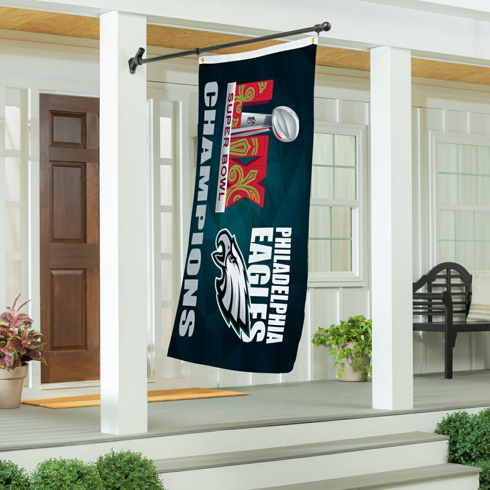 Philadelphia Eagles Super Bowl 59 Champions Single Sided Flag w/ 2 Gro