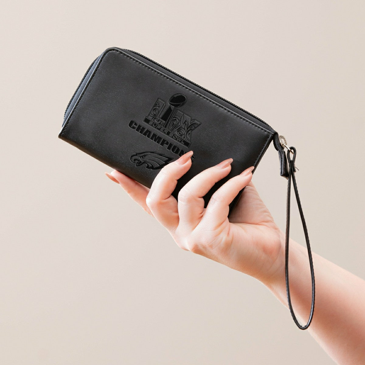 Philadelphia Eagles Super Bowl 59 Champions Wristlet Wallet, Black