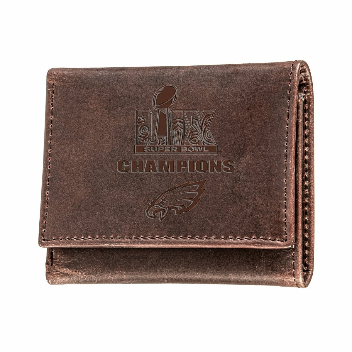 Philadelphia Eagles Super Bowl 59 Champions Wallet, Tri-fold, Brown