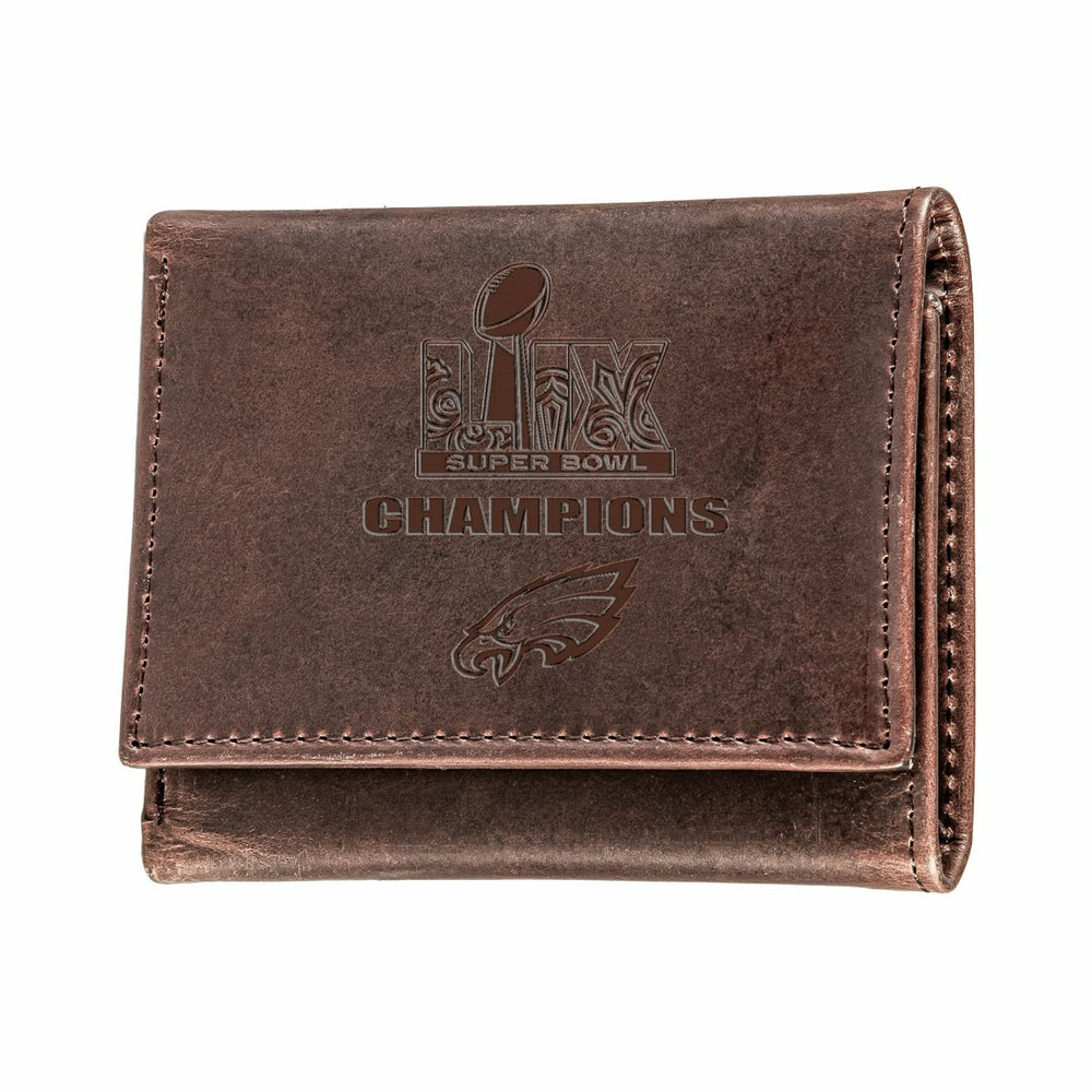 Philadelphia Eagles Super Bowl 59 Champions Wallet, Tri-fold, Brown