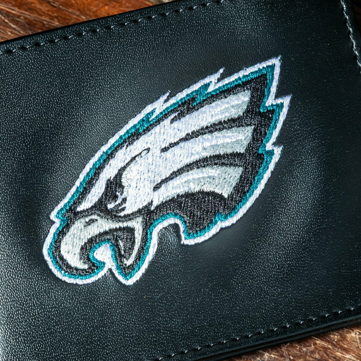 Philadelphia Eagles Black Bi-Fold Embroidered Wallet w/ RFID Blocking