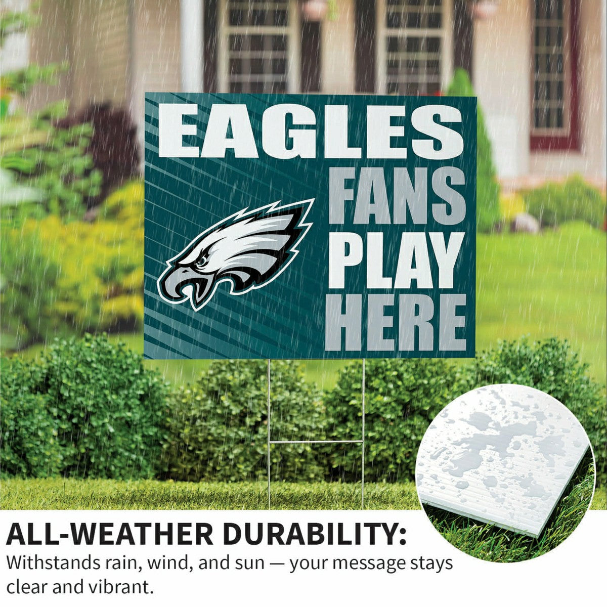 Philadelphia Eagles Coroplast Yard Sign "Fans Play Here"