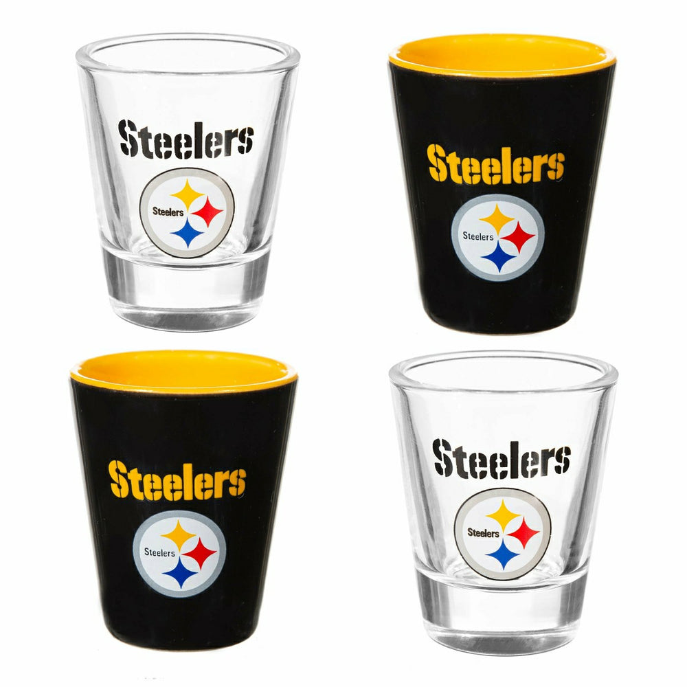 Pittsburgh Steelers 4-Piece Ceramic and Glass 2oz. Shot Glass Set