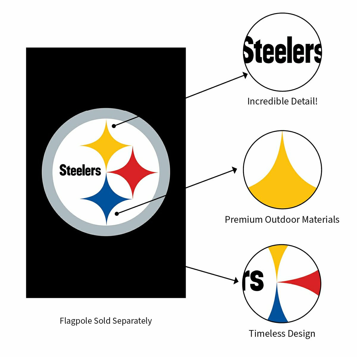 Applique Flag, Reg, Pittsburgh Steelers