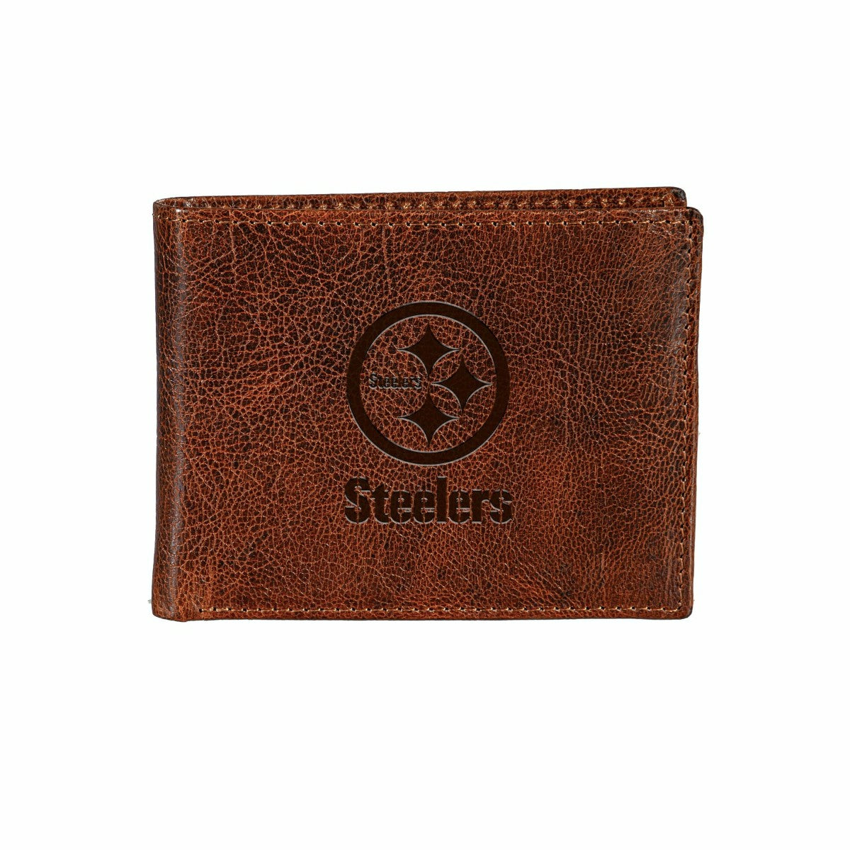 Pittsburgh Steelers, Embossed 100% Genuine Tumbled Leather Passcase Bi