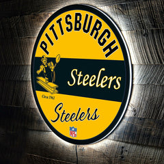 Pittsburgh Steelers NFL Football Large Round Vintage Edgelite LED Deco
