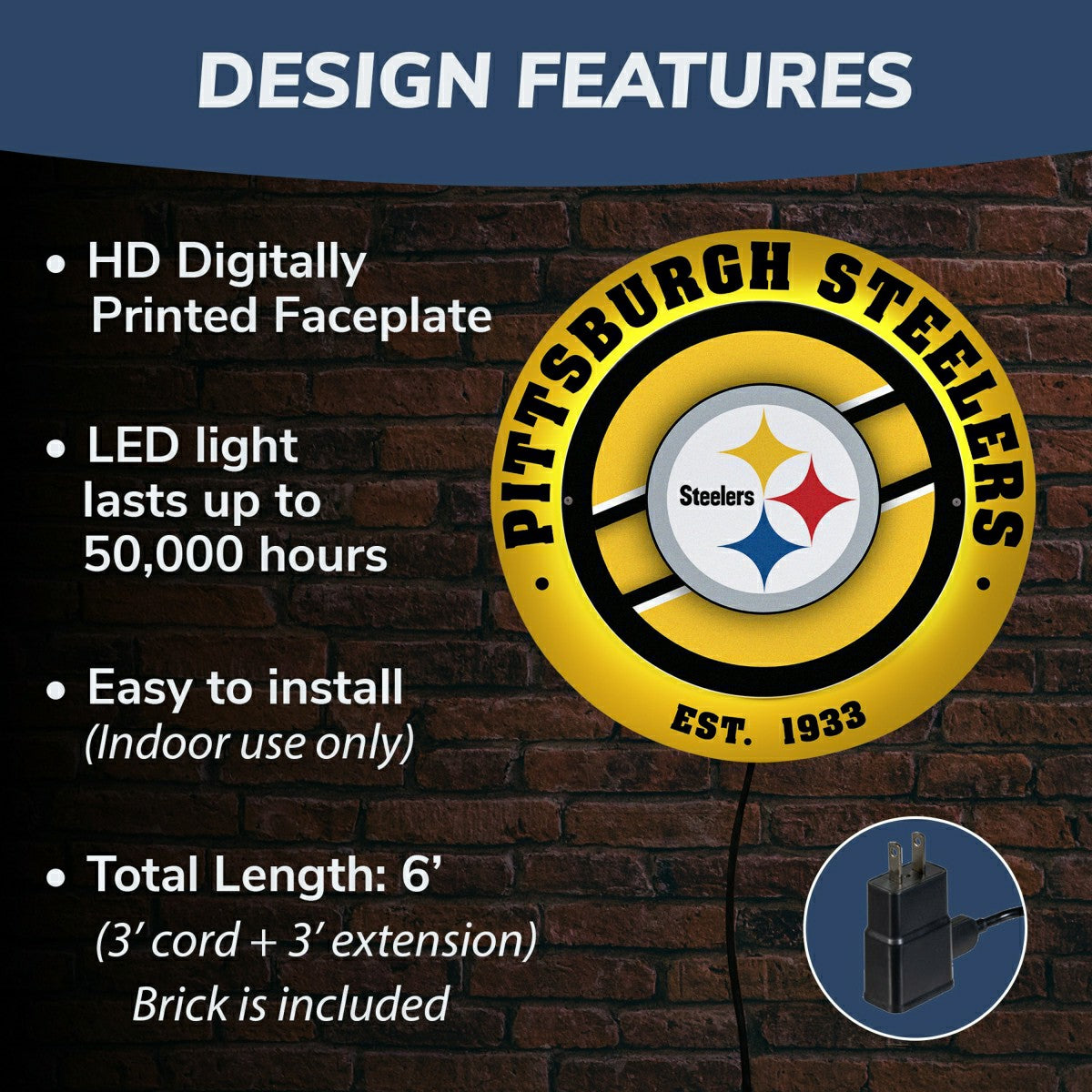 Pittsburgh Steelers, Metal Lite, Round