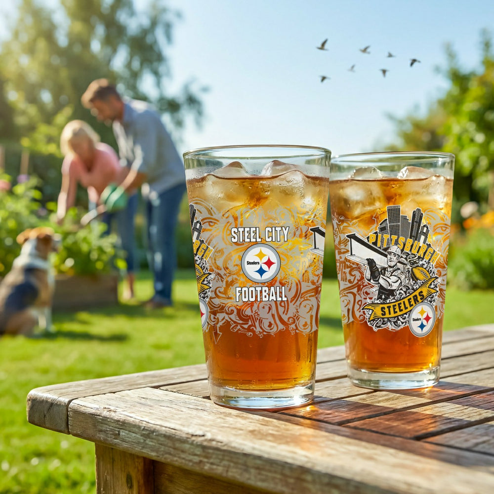 Pittsburgh Steelers 16oz Glass pint, Set of 2