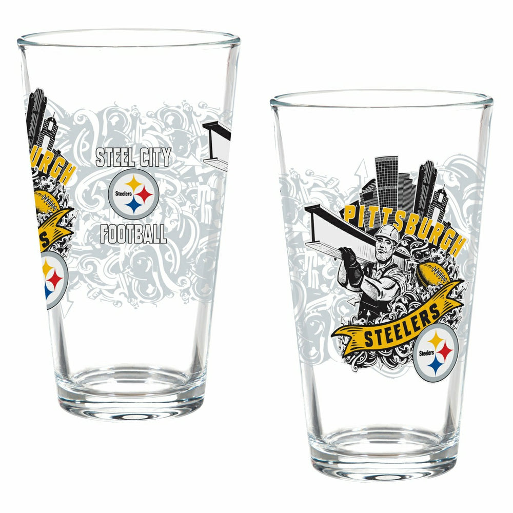 Pittsburgh Steelers 16oz Glass pint, Set of 2