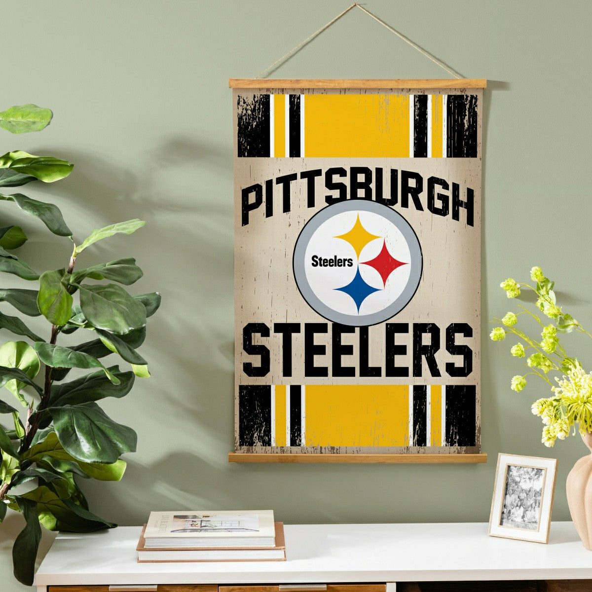 Pittsburgh Steelers, Canvas Wall Tapestry, Medium, 36x24