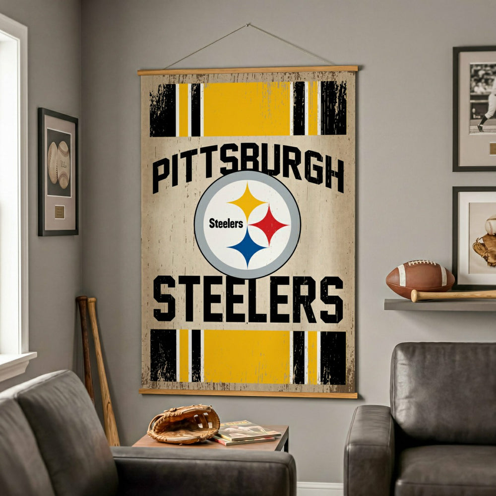 Pittsburgh Steelers, Canvas Wall Tapestry, Large, 54x36