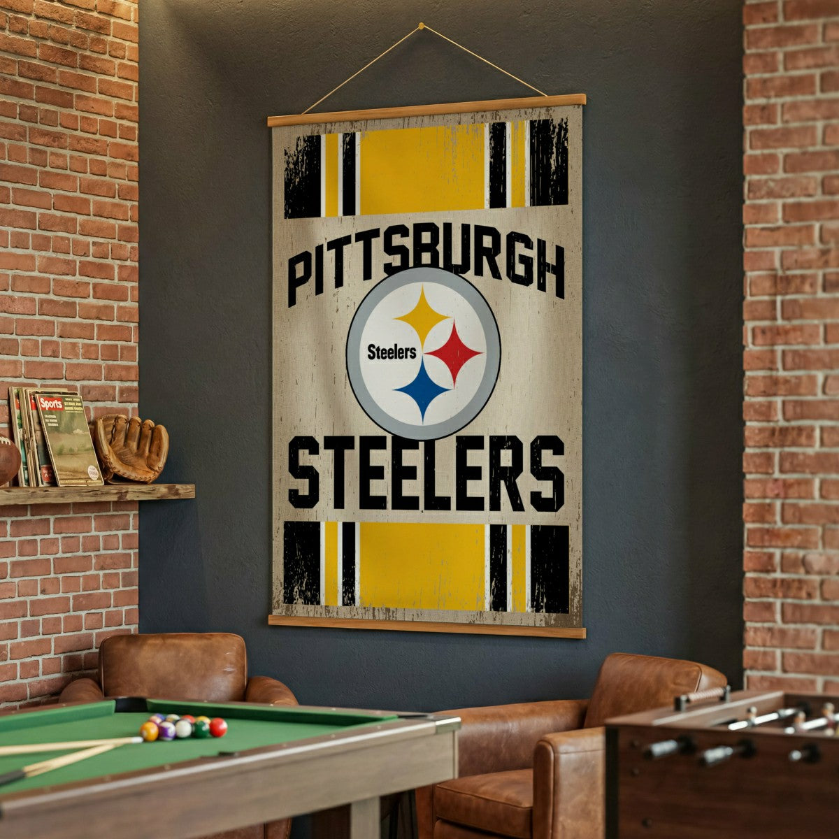 Pittsburgh Steelers, Canvas Wall Tapestry, Large, 54x36