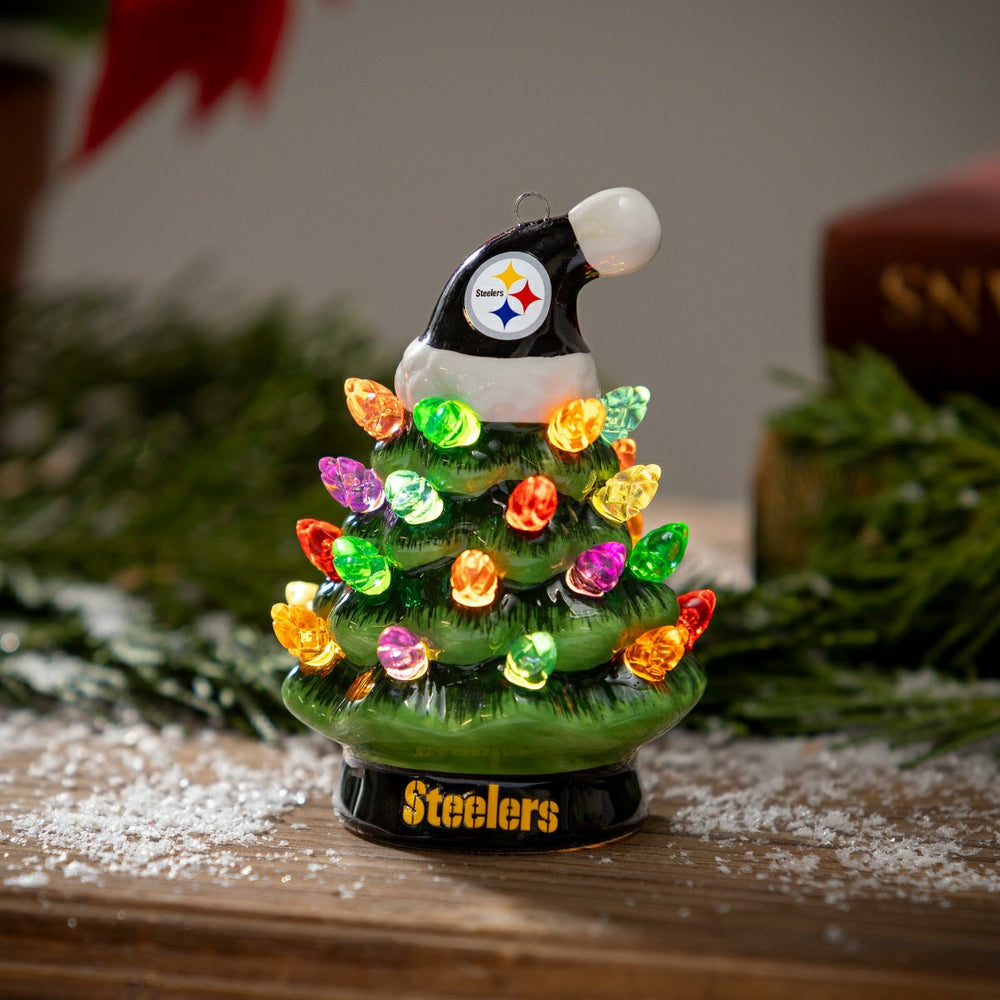4" Mini LED Tabletop Christmas Tree, Set of 2, Pittsburgh Steelers