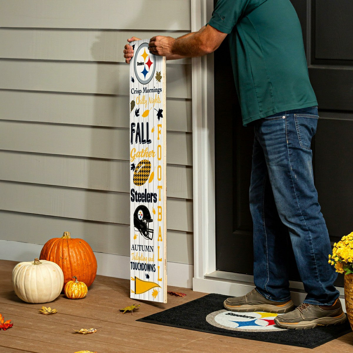46" Double Sided Leaner, Pittsburgh Steelers, Fall Seasonal