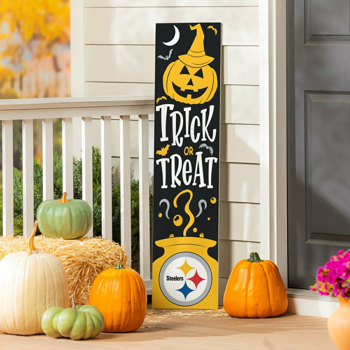 47" Double Sided Leaner, Pittsburgh Steelers, Halloween