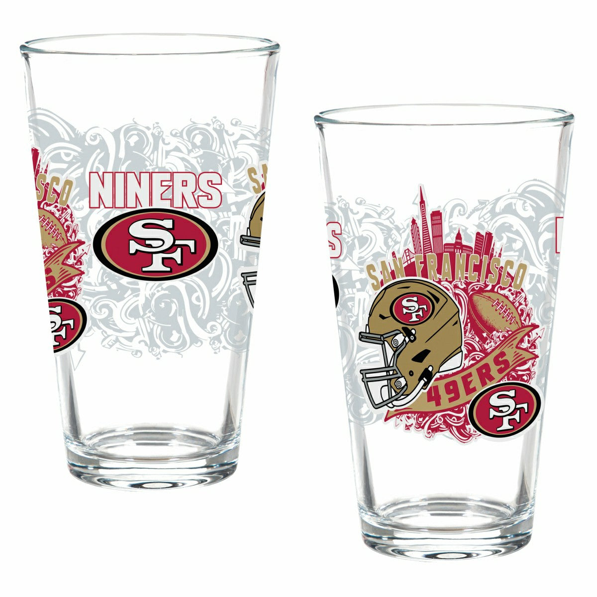 San Francisco 49ers 16oz Glass pint, Set of 2