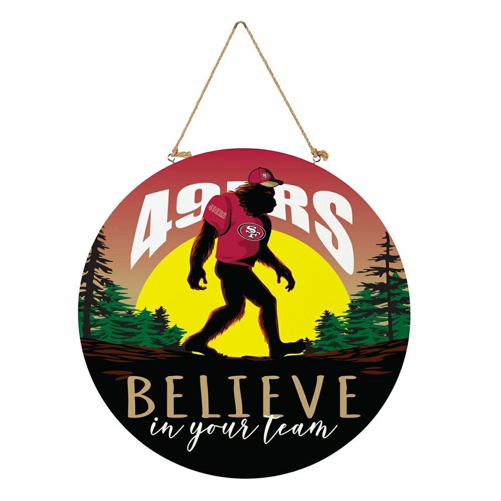 San Francisco 49ers Bigfoot Round Door Décor with Hanging Rope, 18x18