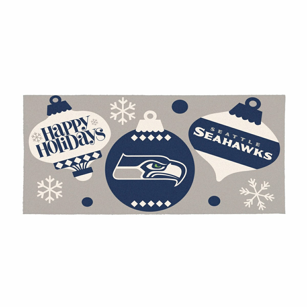 Seattle Seahawks Holiday Flocked Coir Sassafras Switch Mat, 22"x10"