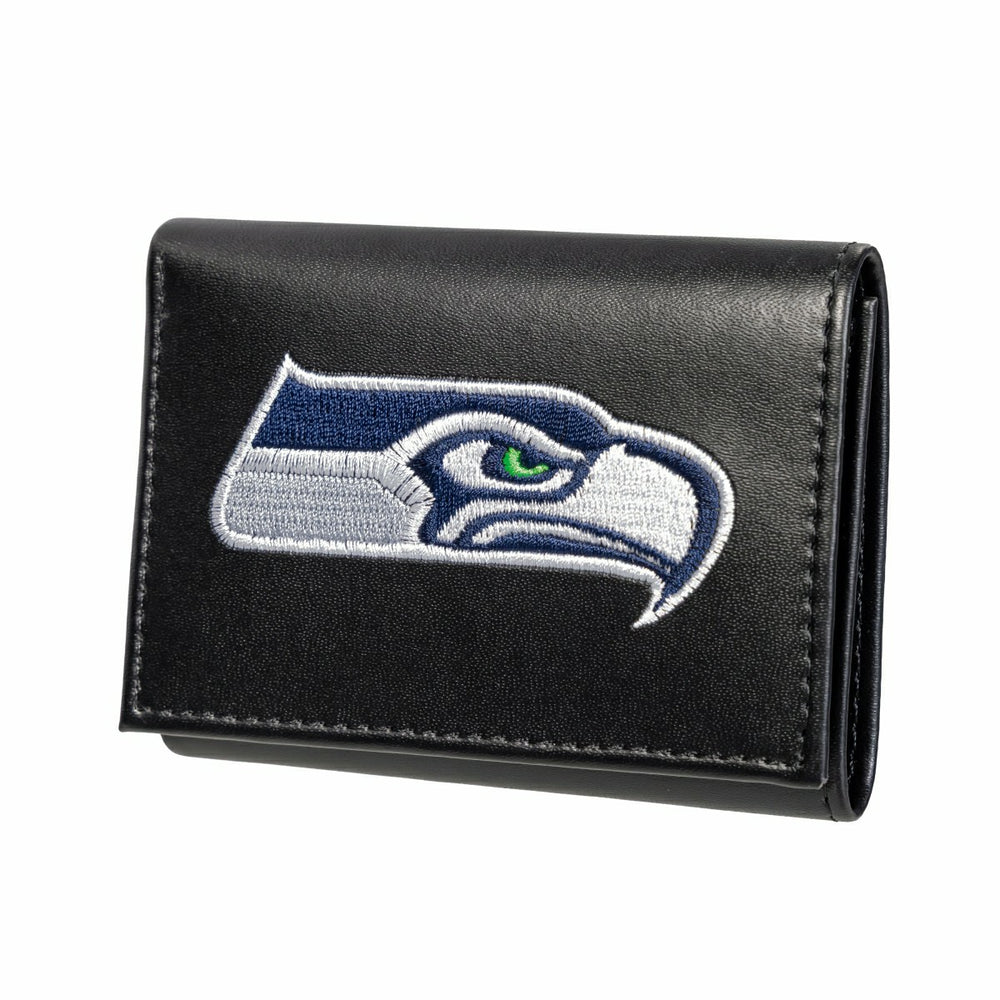Seattle Seahawks Black Tri-Fold Embroidered Wallet w/ RFID Blocking