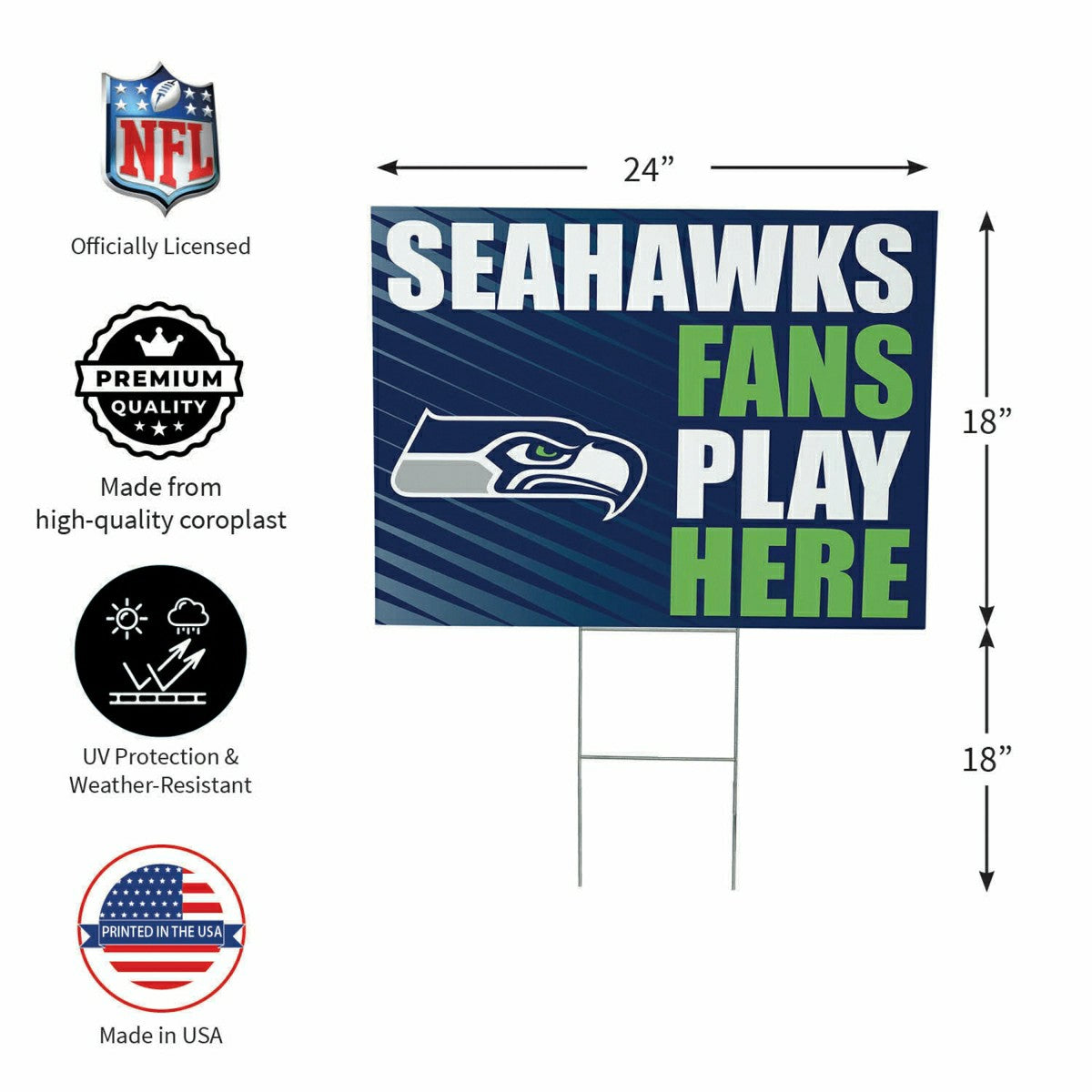 Seattle Seahawks Coroplast Yard Sign "Fans Play Here"