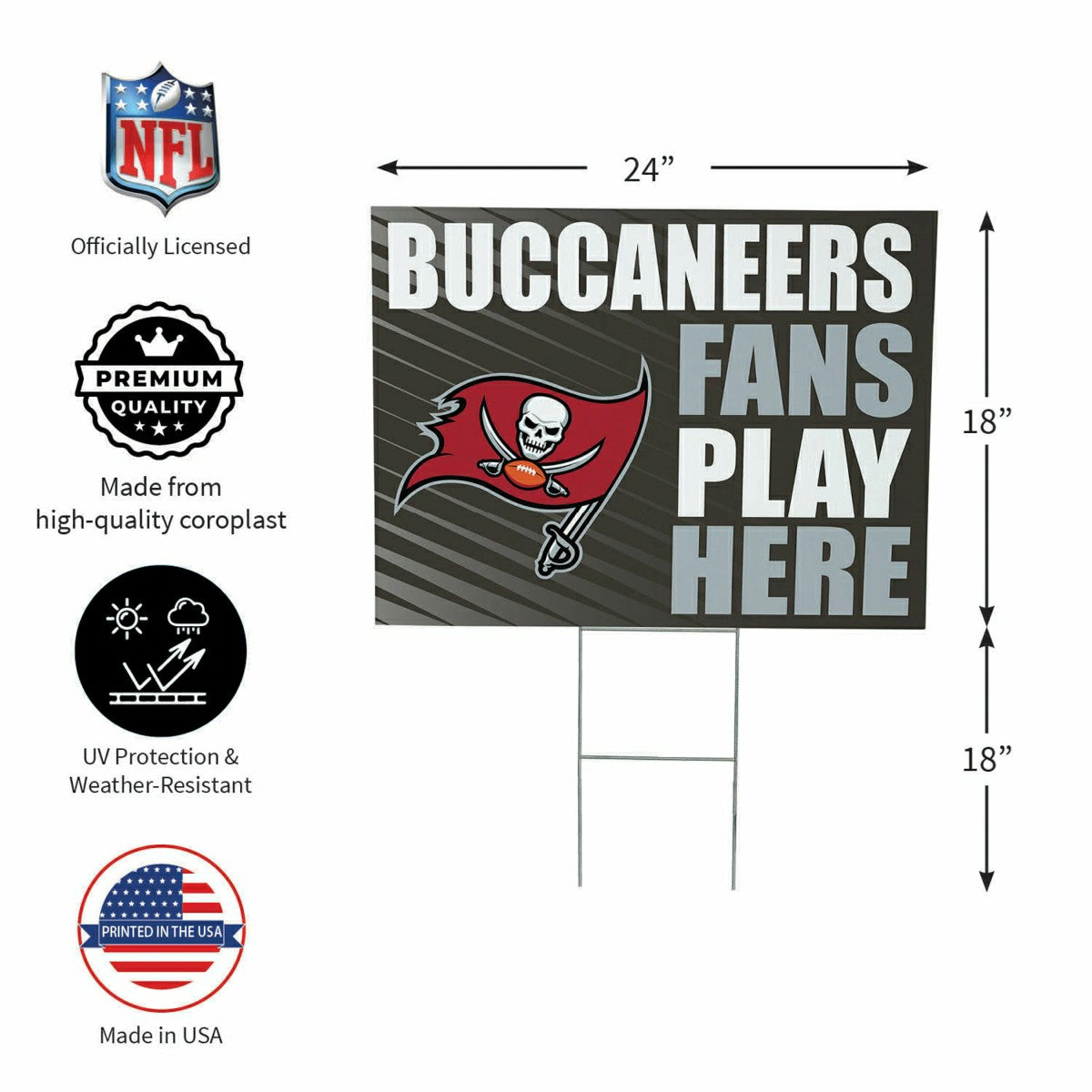 Tampa Bay Buccaneers Coroplast Yard Sign "Fans Play Here"