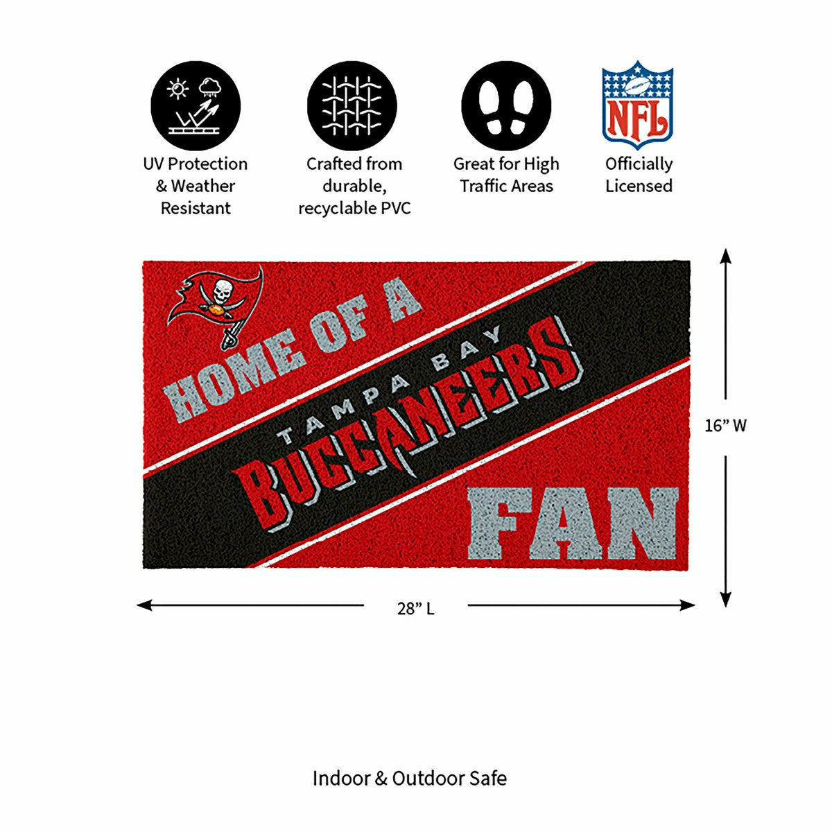 Tampa Bay Buccaneers, PVC Mat COLOR, Home of a Fan