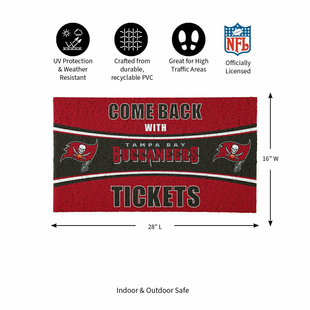28" x 16" PVC Trapper Mat, Come Back with Tickets, Tampa Bay Buccaneer