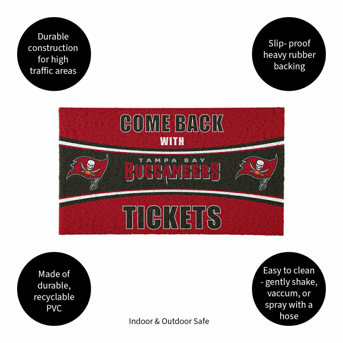 28" x 16" PVC Trapper Mat, Come Back with Tickets, Tampa Bay Buccaneer