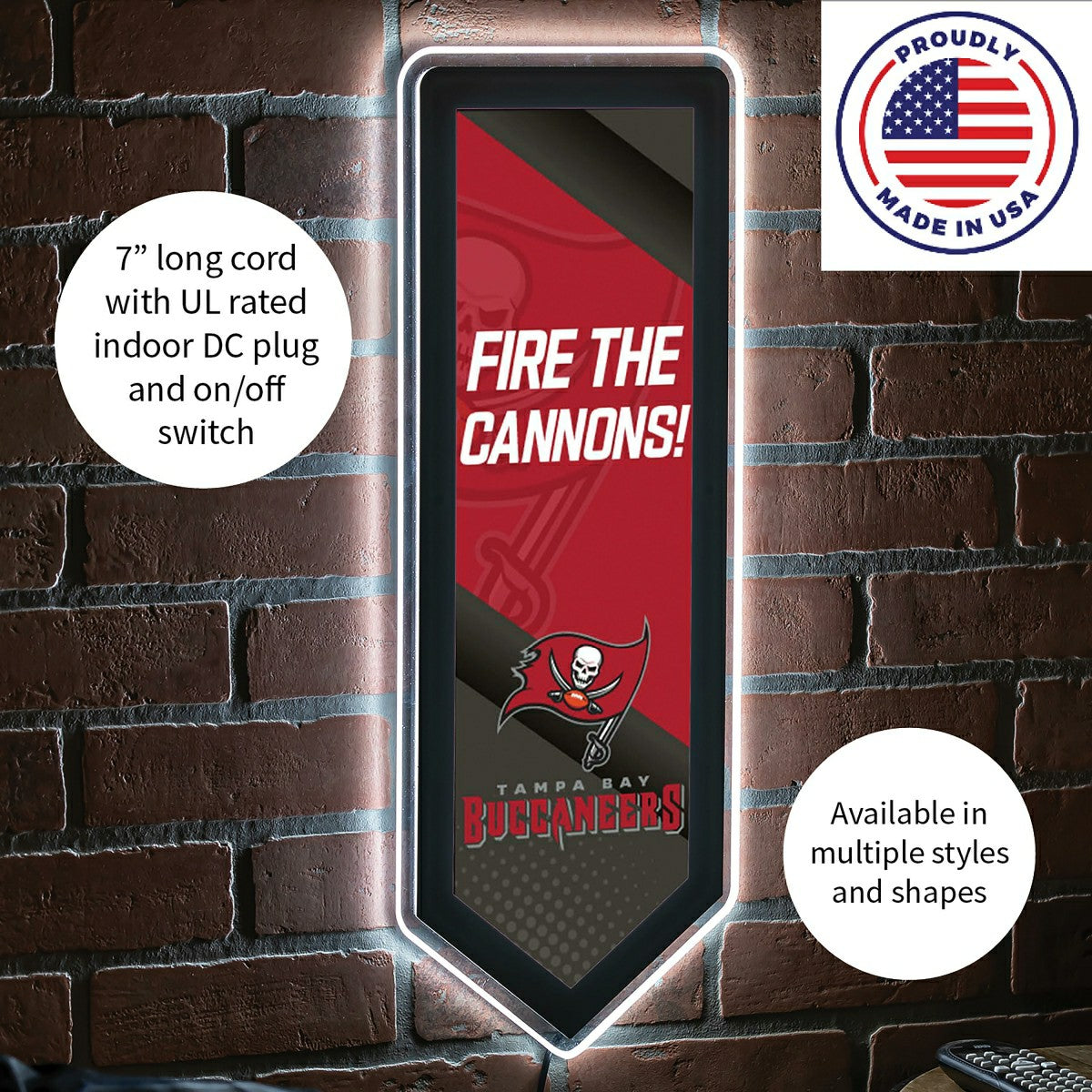 LED Wall Decor, Pennant, Tampa Bay Buccaneers