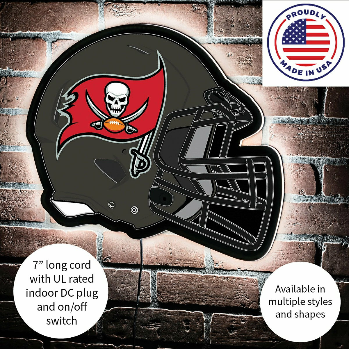 LED Wall Decor, Helmet, Tampa Bay Buccaneers