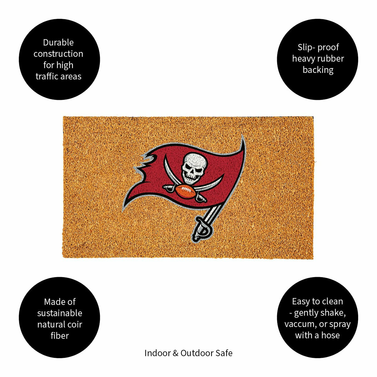 Coir Mat, 16"x28", Tampa Bay Buccaneers