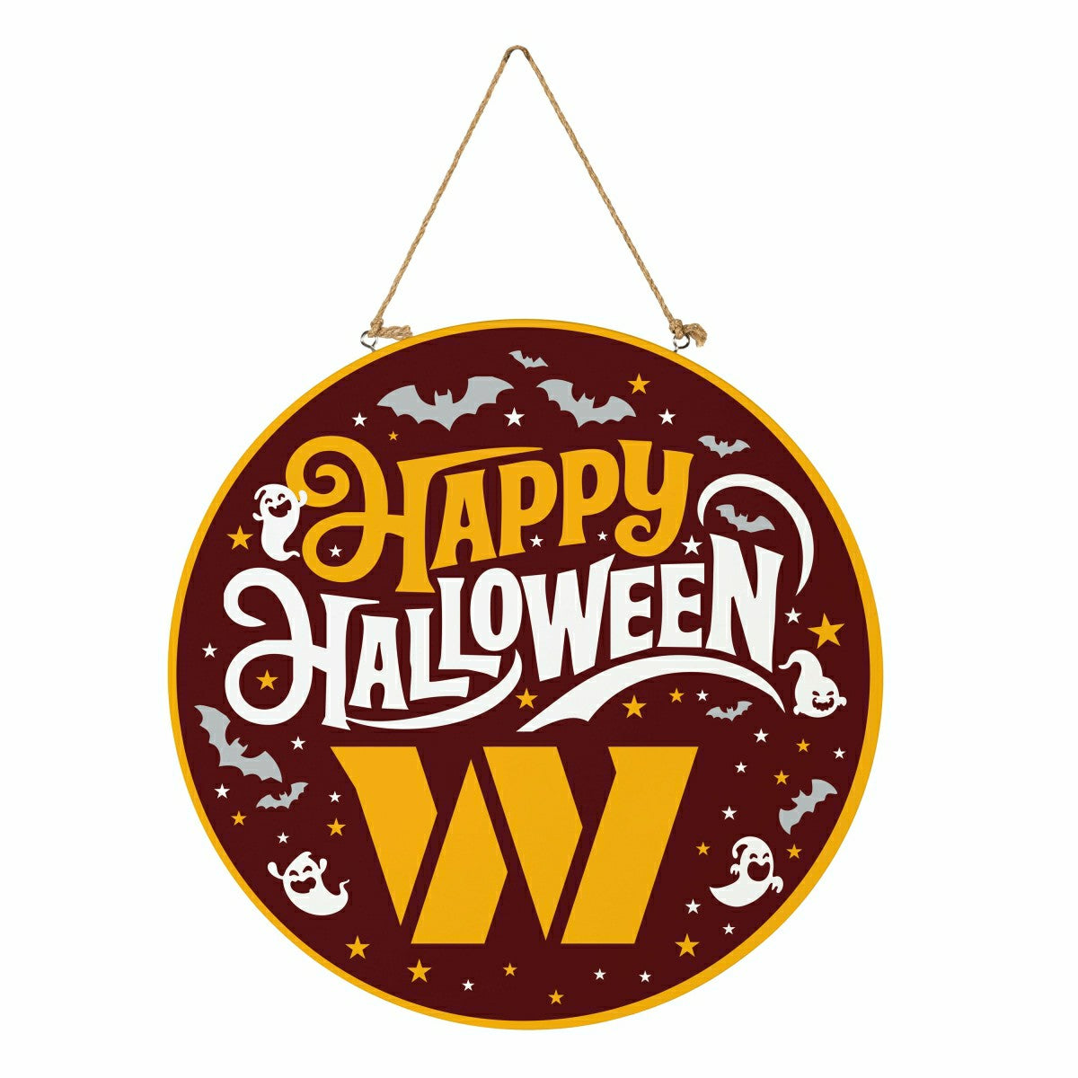Washington Commanders Halloween Round Door Décor with Hanging Rope, 18