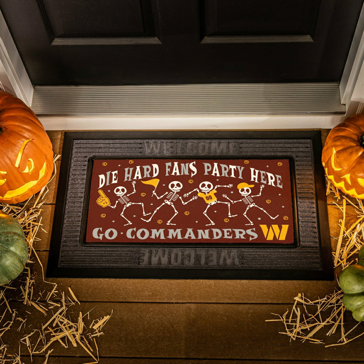 Washington Commanders Flocked Coir Halloween Sassafras Switch Mat, 22"