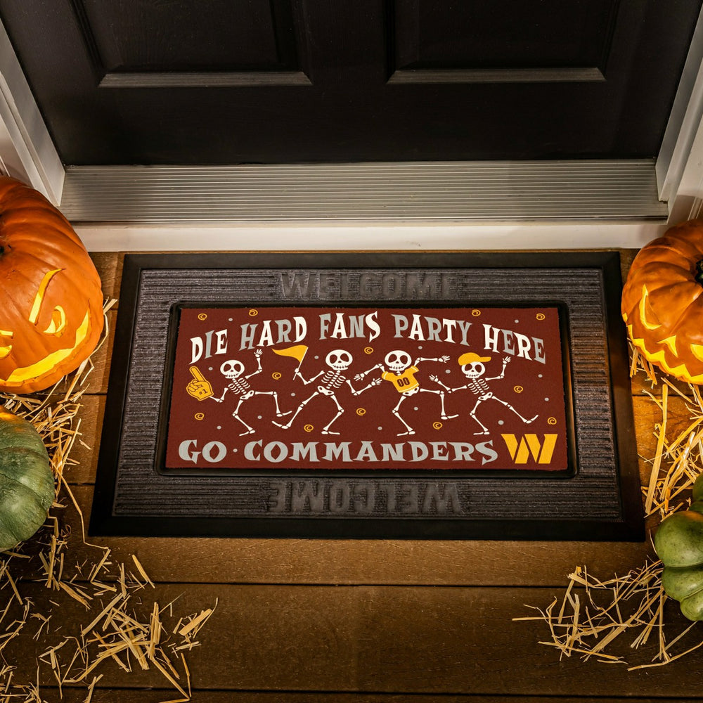 Washington Commanders Flocked Coir Halloween Sassafras Switch Mat, 22"
