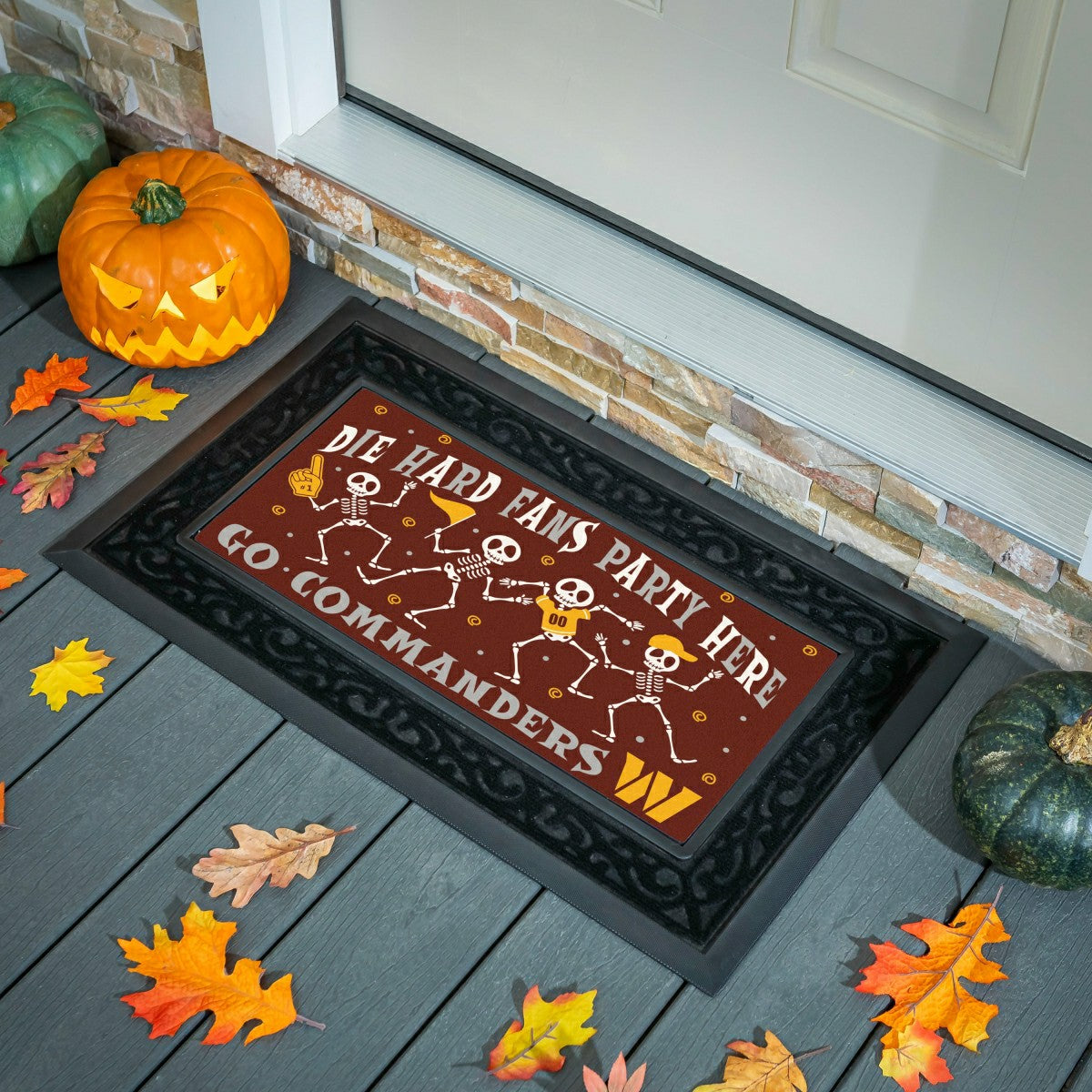 Washington Commanders Flocked Coir Halloween Sassafras Switch Mat, 22"