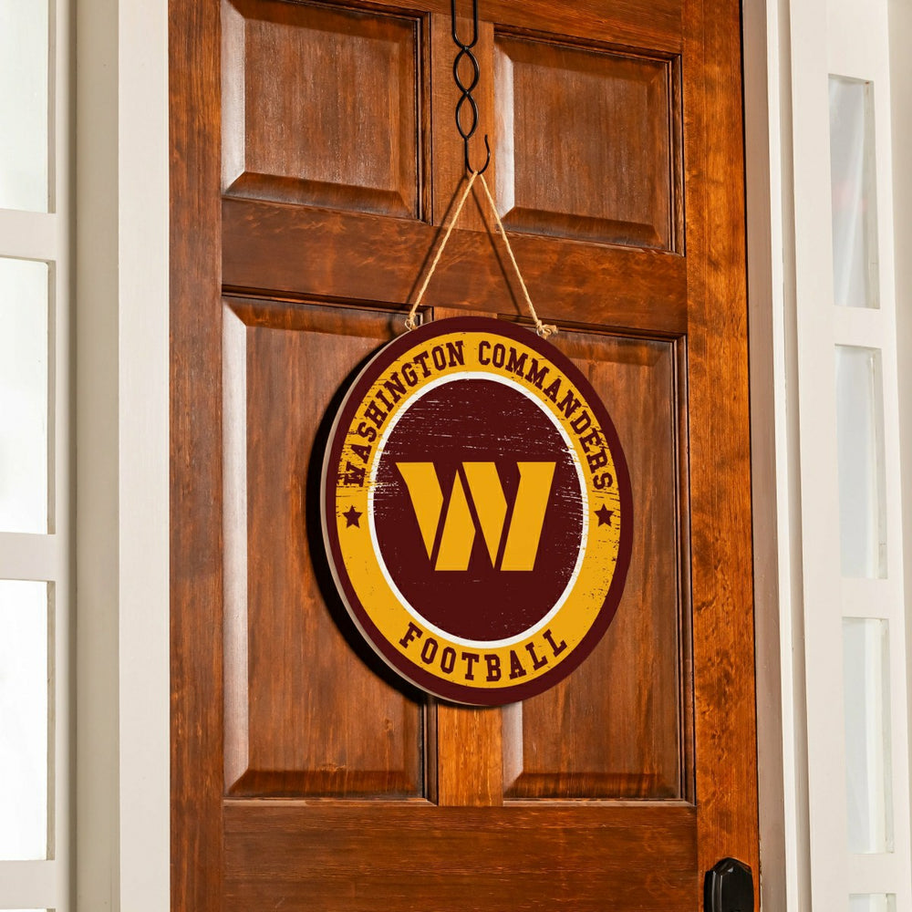 Washington Commanders Round Door Décor with Hanging Rope, 18x18