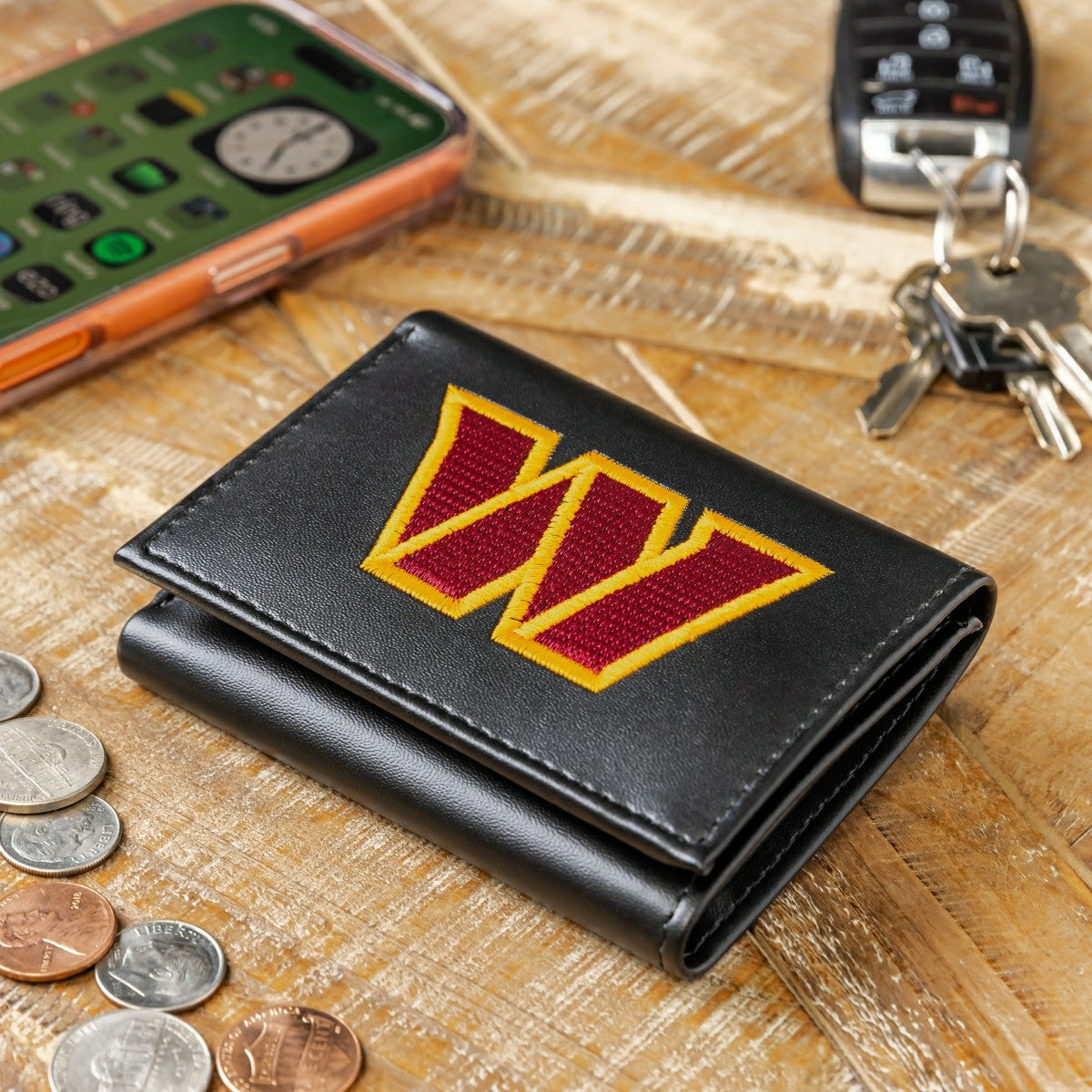 Washington Commanders Black Tri-Fold Embroidered Wallet w/ RFID Blocking