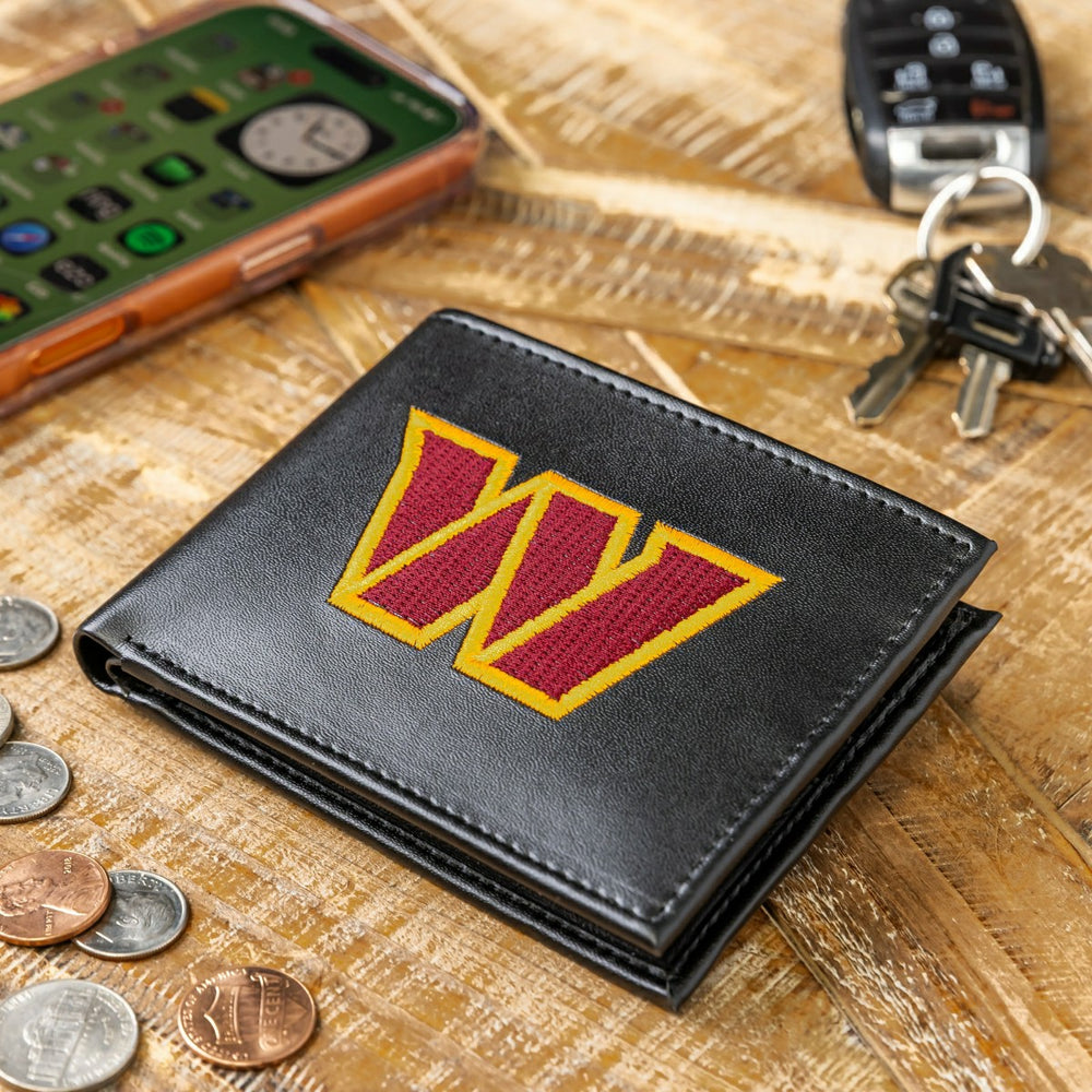 Washington Commanders Black Bi-Fold Embroidered Wallet w/ RFID Blocking