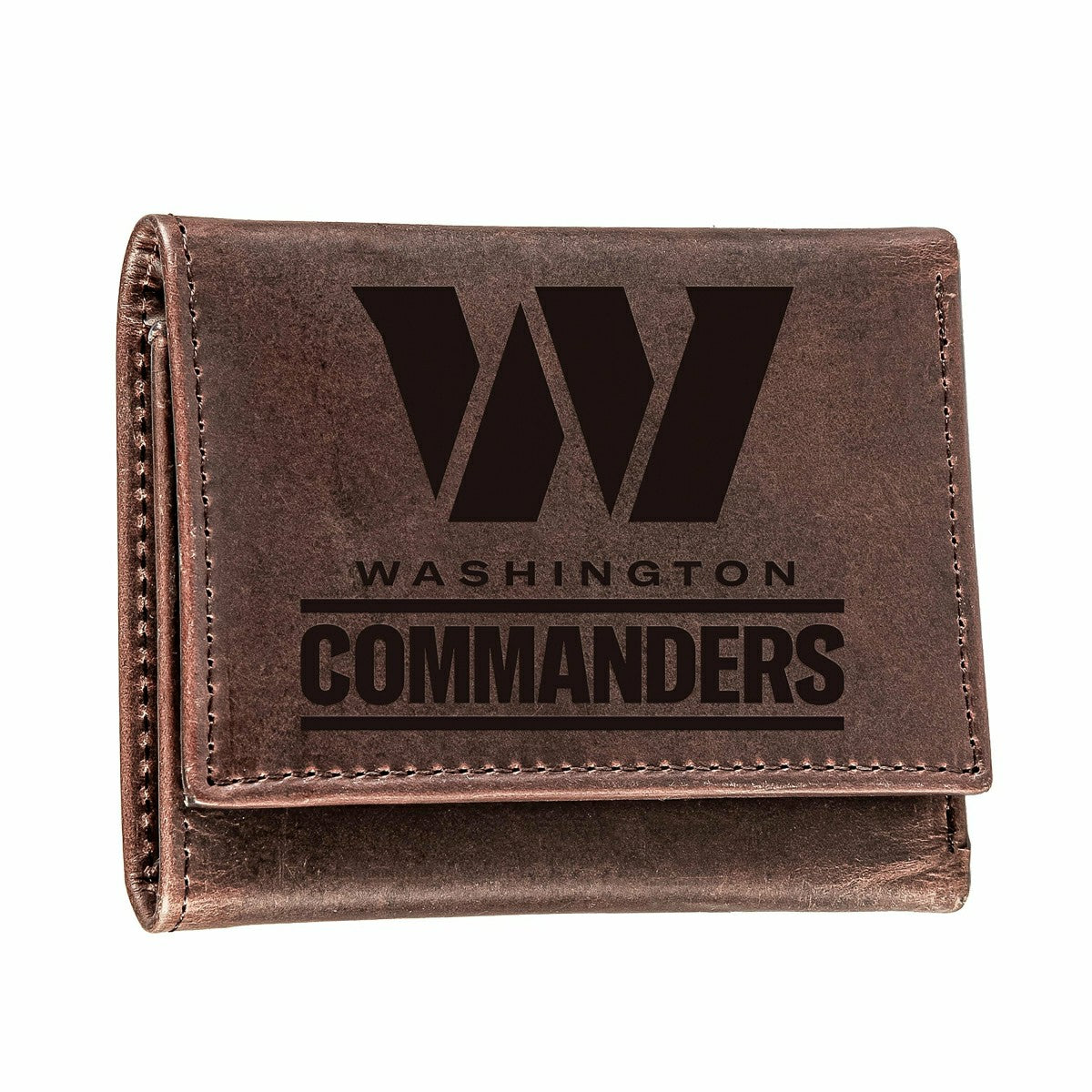 Washington Commanders, Tri-Fold Wallet, Brown, CH, 100% Genuine Leathe