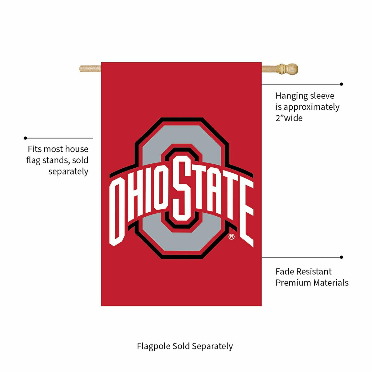 Ohio State University Applique House Flag