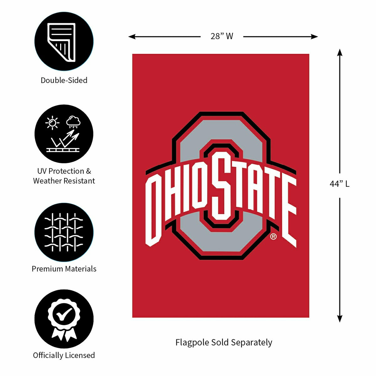 Ohio State University Applique House Flag