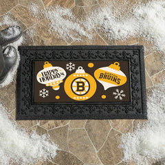 Boston Bruins Holiday Flocked Coir Sassafras Switch Mat, 22"x10"