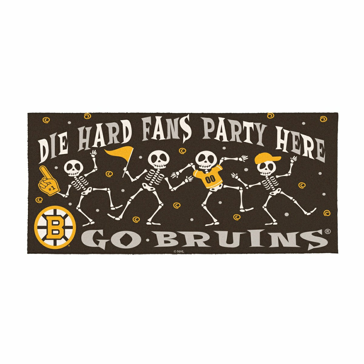 Boston Bruins Flocked Coir Halloween Sassafras Switch Mat, 22"x10"
