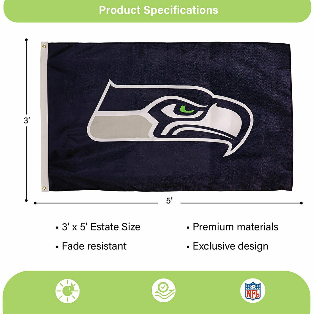 Seattle Seahawks Single Sided Estate Flag with 2 Grommets, 3'x5'