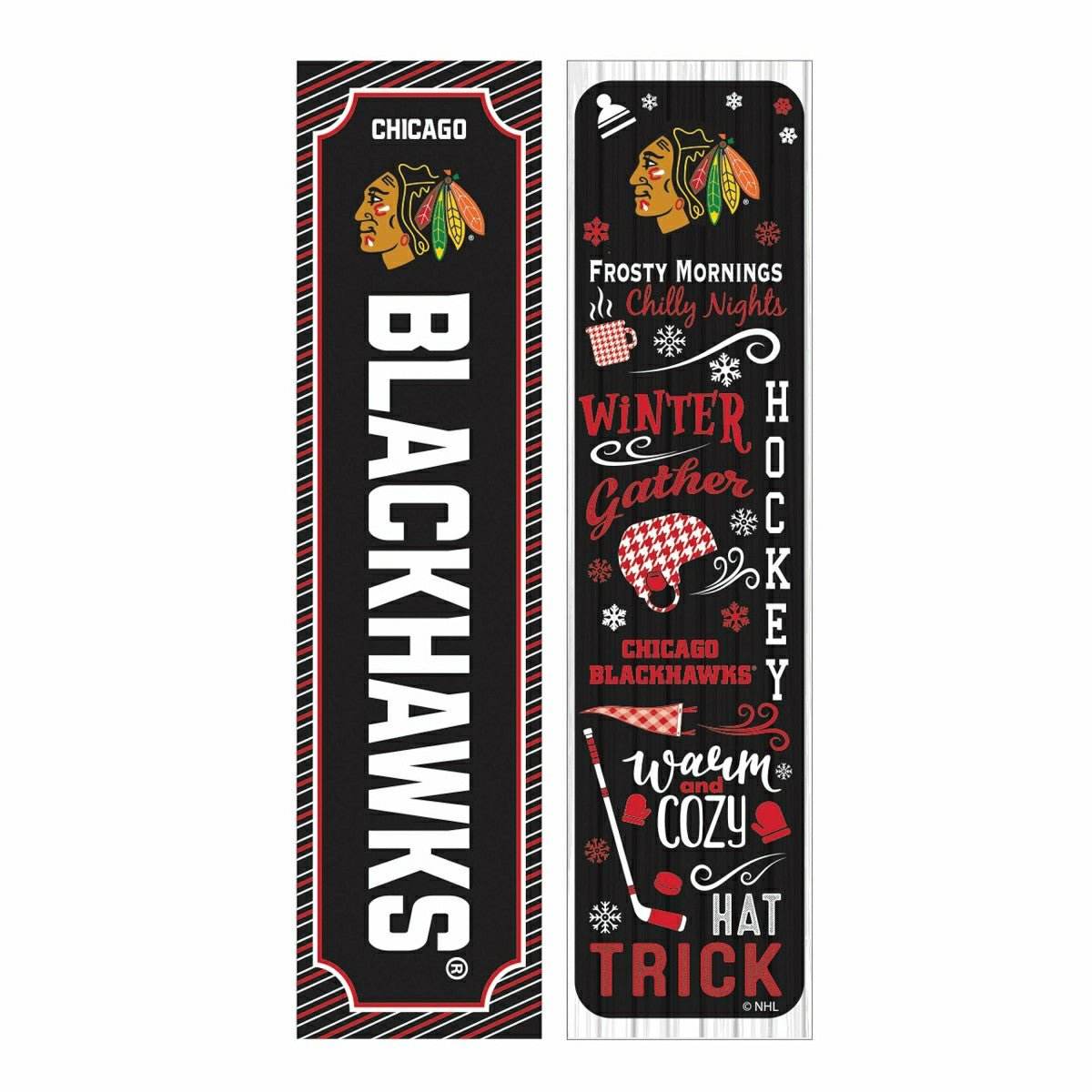 Chicago Blackhawks 46" Double Sided Leaner, Winter Seasonal