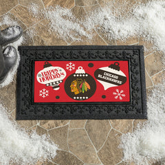 Chicago Blackhawks Holiday Flocked Coir Sassafras Switch Mat, 22"x10"