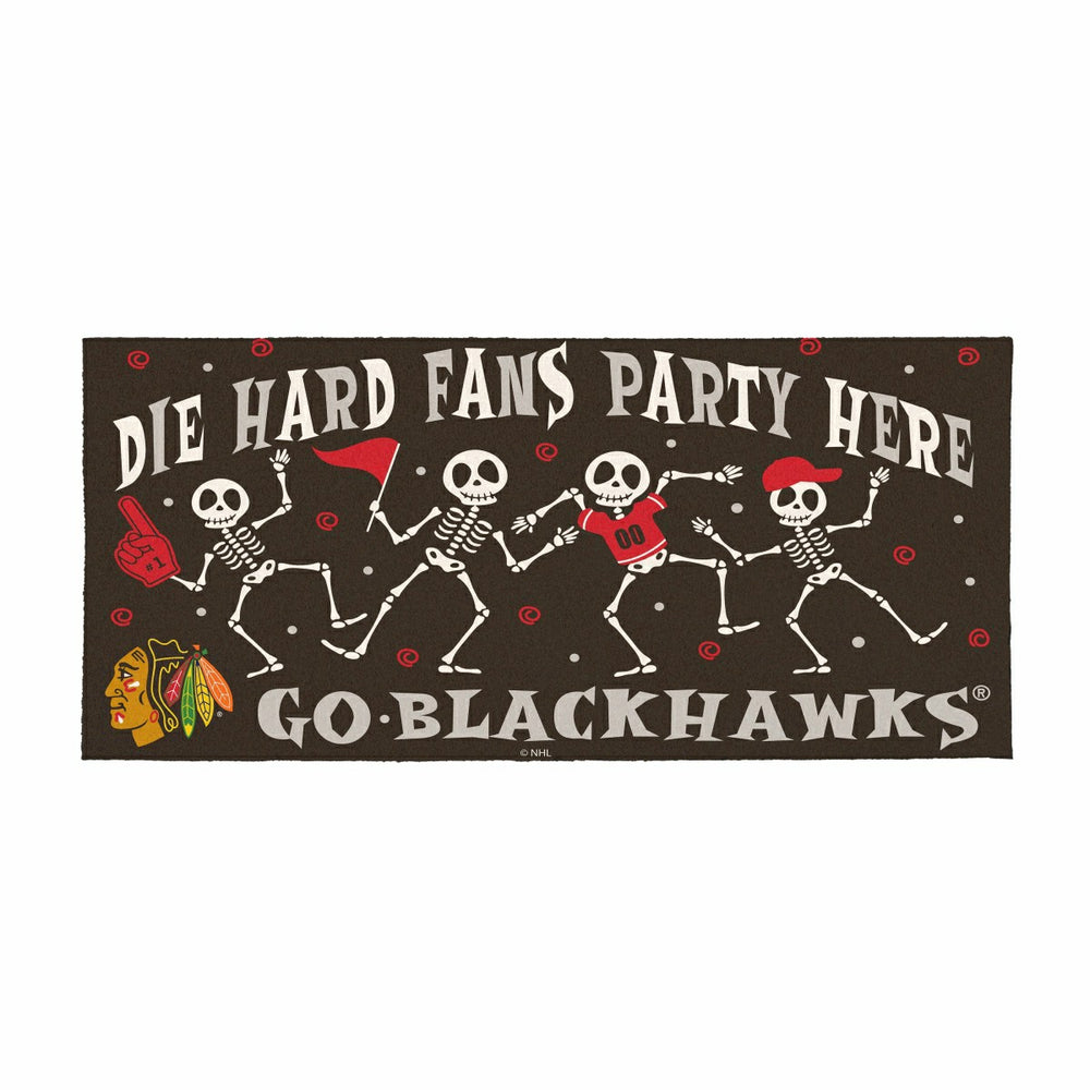 Chicago Blackhawks Flocked Coir Halloween Sassafras Switch Mat, 22"x10