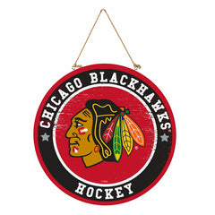 Chicago Blackhawks Round Door Décor with Hanging Rope, 18x18
