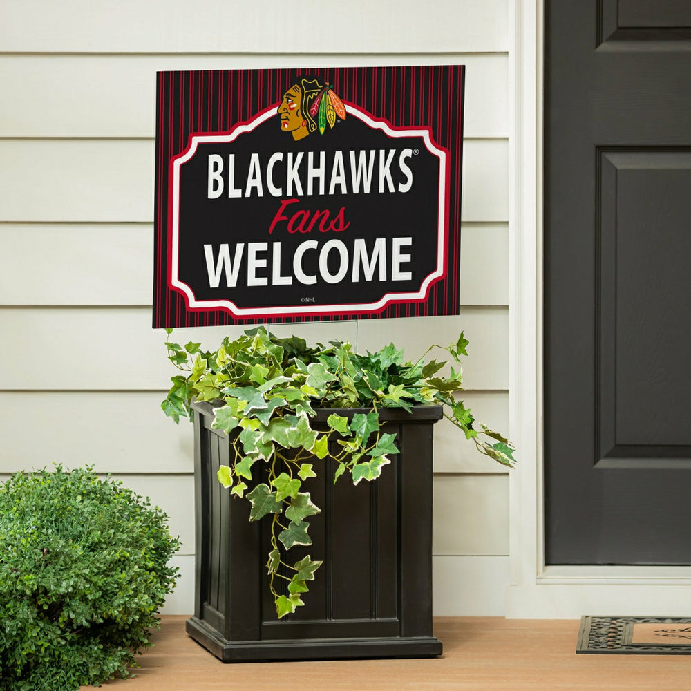 Chicago Blackhawks Coroplast Yard Sign, "Fans Welcome"