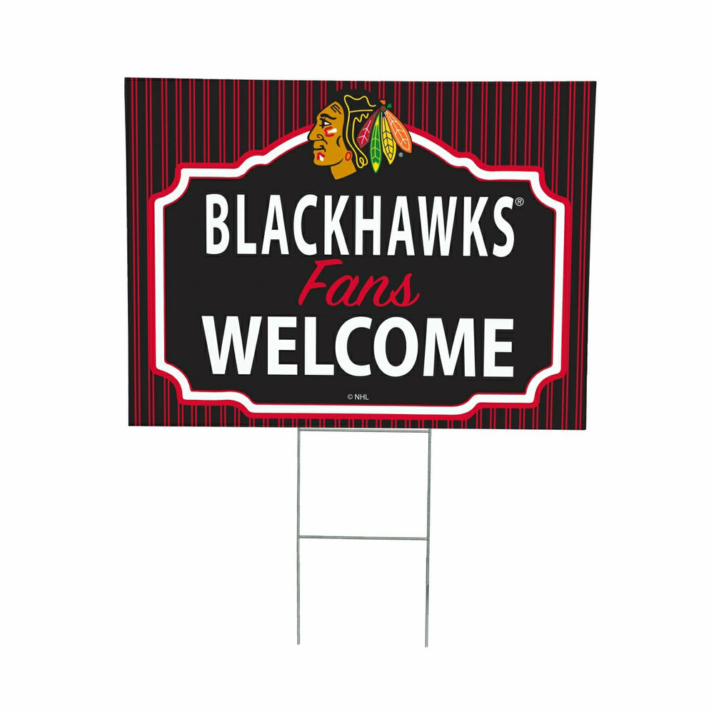 Chicago Blackhawks Coroplast Yard Sign, "Fans Welcome"